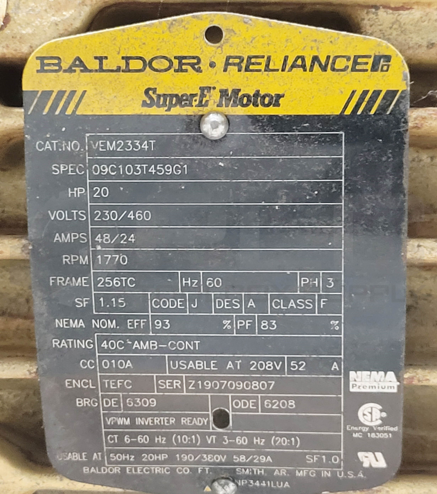 GREAT LAKES PUMP 3X4-10SEL-CDM-ADP PUMP W/ BALDOR VEM2334T MOTOR 09C103T459G1