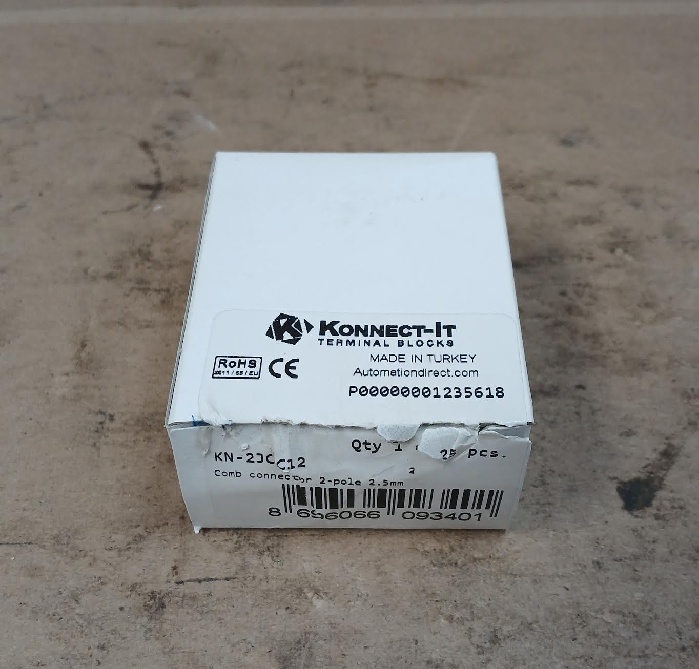 Konnect-It KN-2JCC12 Comb Connector 2-Pole 2.5mm Terminal Blocks (Qty 25)