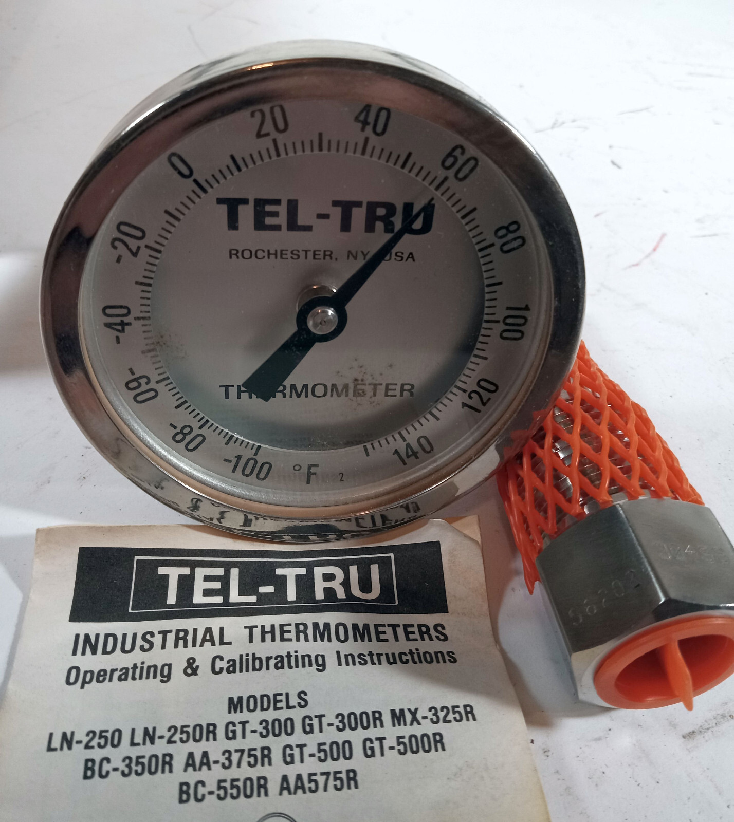 1 NEW TEL-TRU THERMOMETER -100F TO 150F WITH 304SS PROBE NIB ***MAKE OFFER***