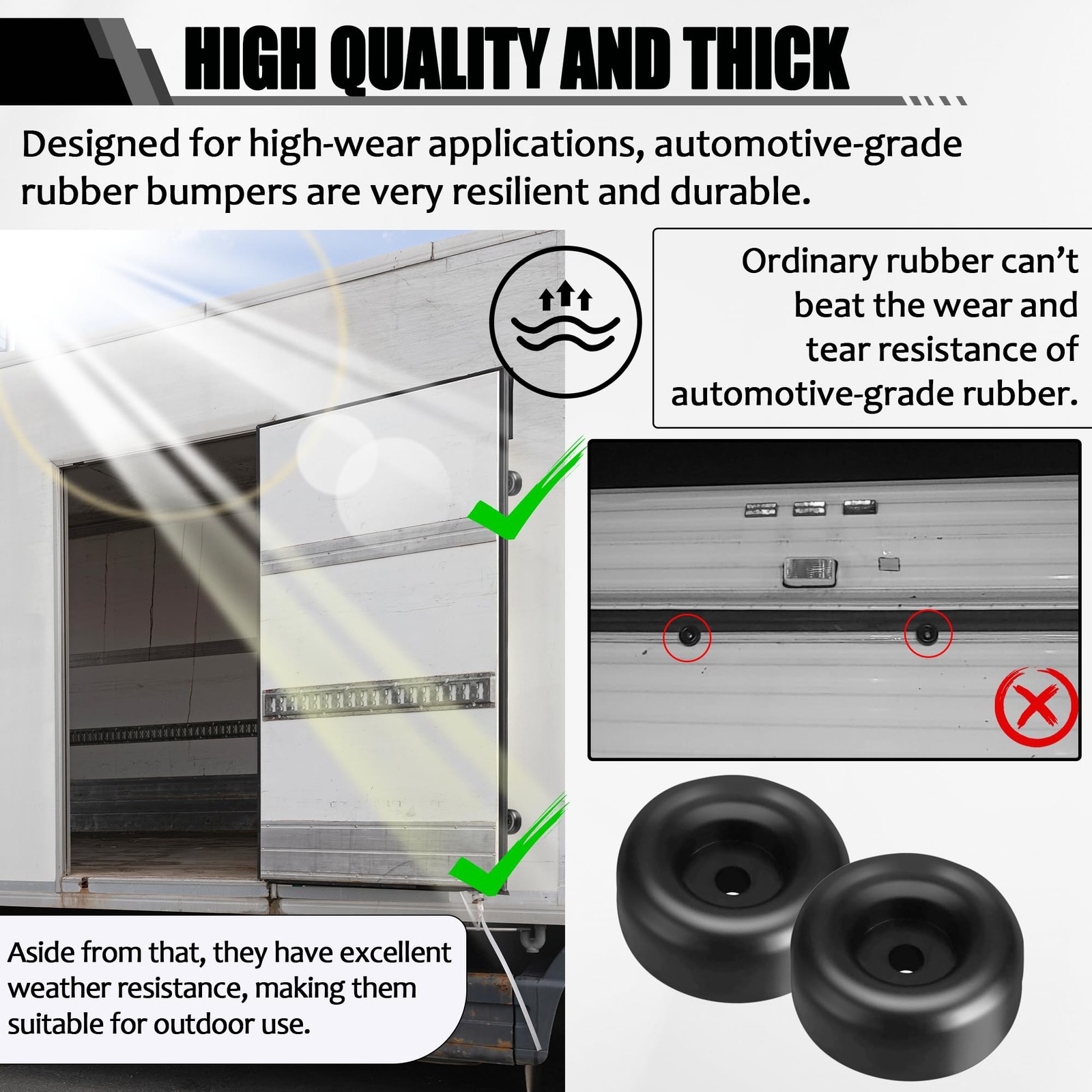 8-Pack 1″ Tall Trailer Ramp Door Bumpers Universal Fit Bumper with 7/16″ Scre…