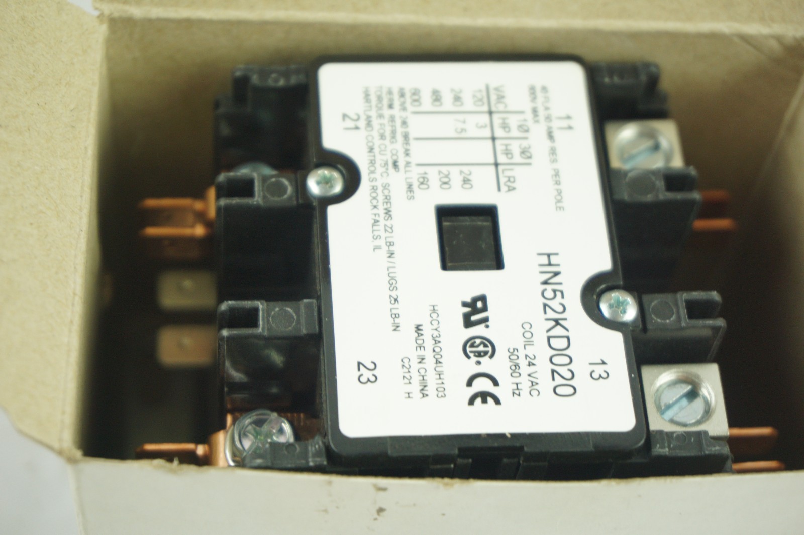 Carrier HN52KD020 2-Pole Contactor 24V 40Amp Replacement HN52KD025 NEW