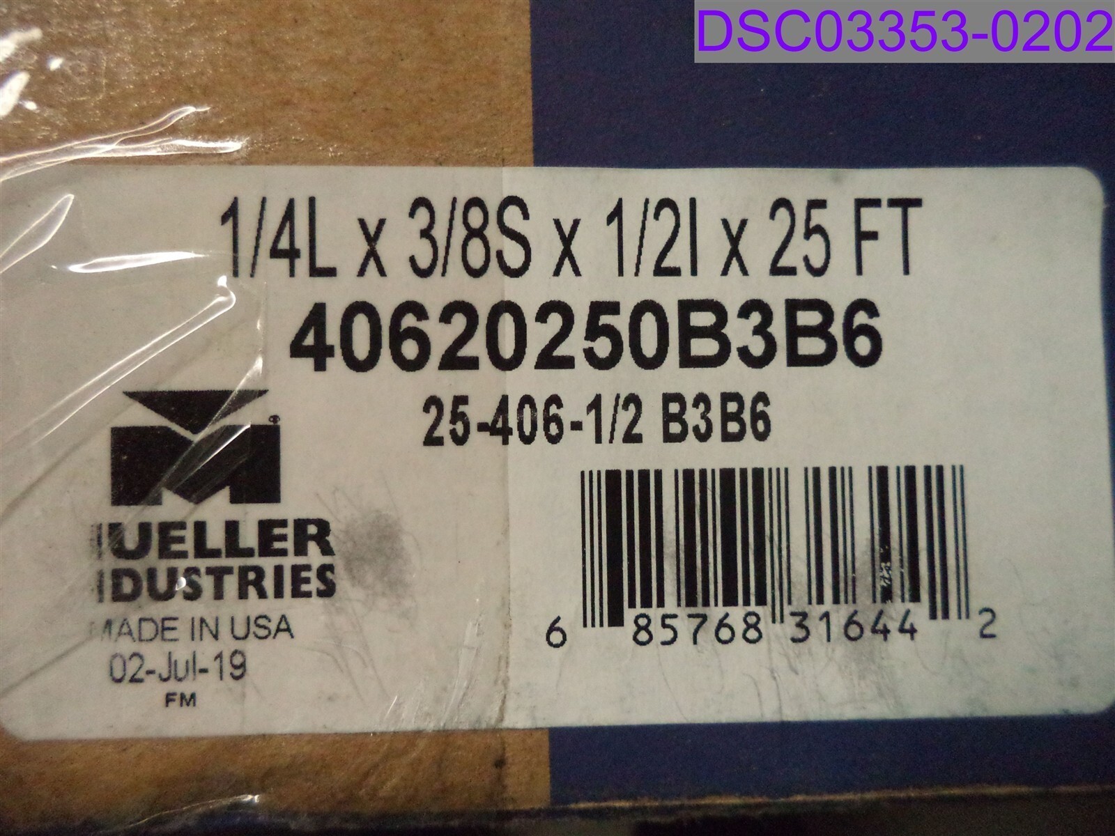 Mueller Industries Line Set 1/4″ L x 3/8″ S x 1/2″ Ins x 25′ Length 40620250B3B6