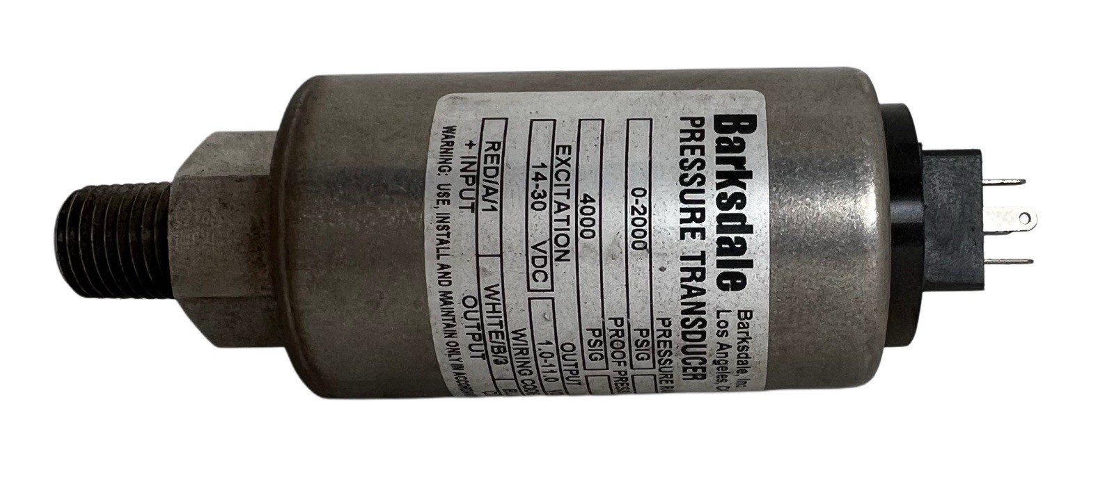 Barksdale Pressure Transducer 426H4-12 New 0-2000 PSIG 0-138 Bar Quick Ship