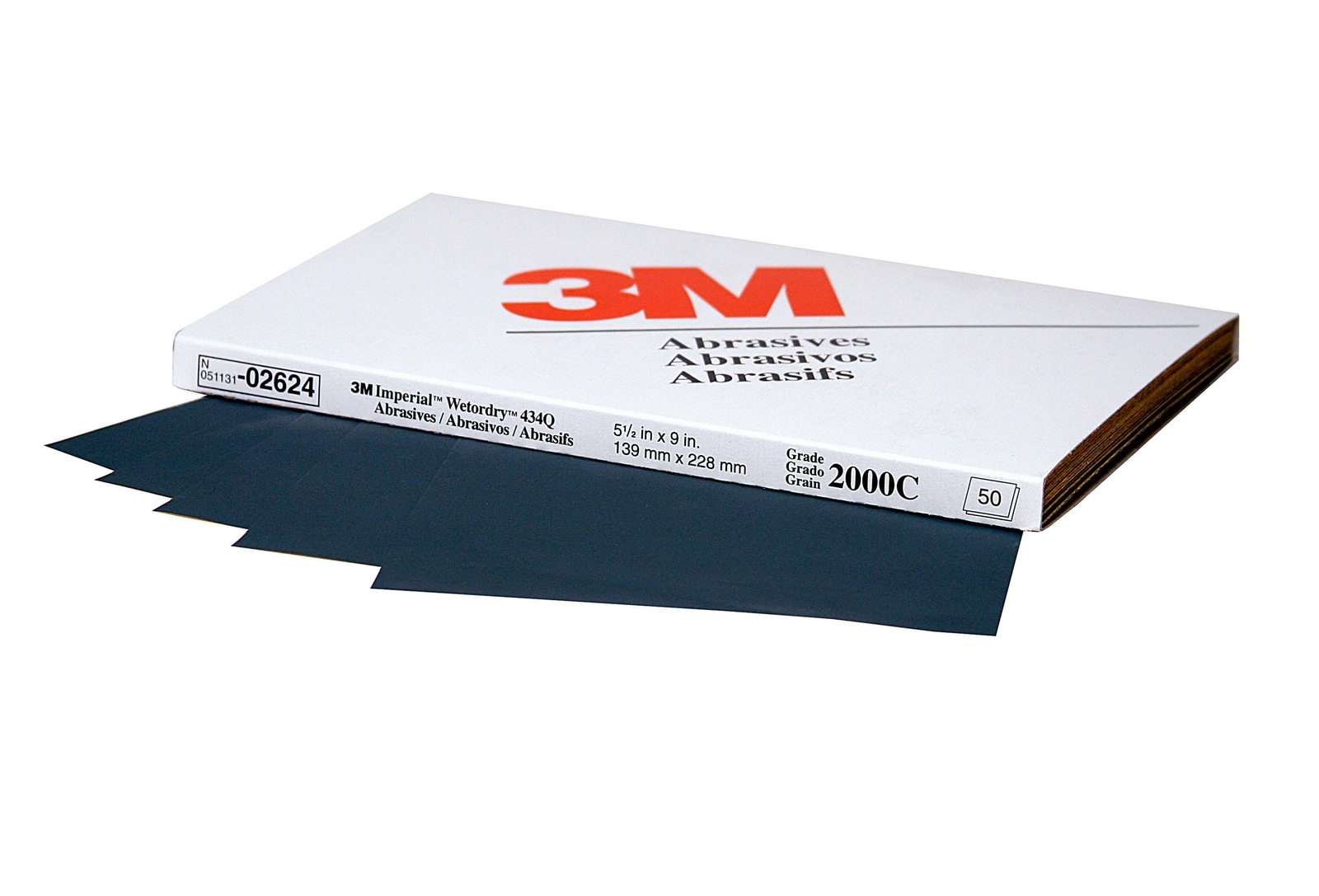 3M Wetordry Abrasive Sheet, 02624, 2000, heavy duty, 5 1/2 in x 9 (Case of 250)