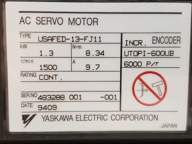 Yaskawa AC Servo Motor – USAFED-13-FJ11 – SAM-1120 w/Warranty
