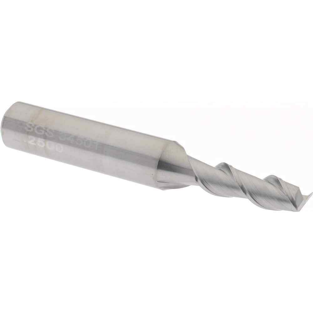 SGS 34501 Square End Mill: 1/4″ Dia, 3/4″ LOC, 3/8″ Shank, 2-7/16″ OAL