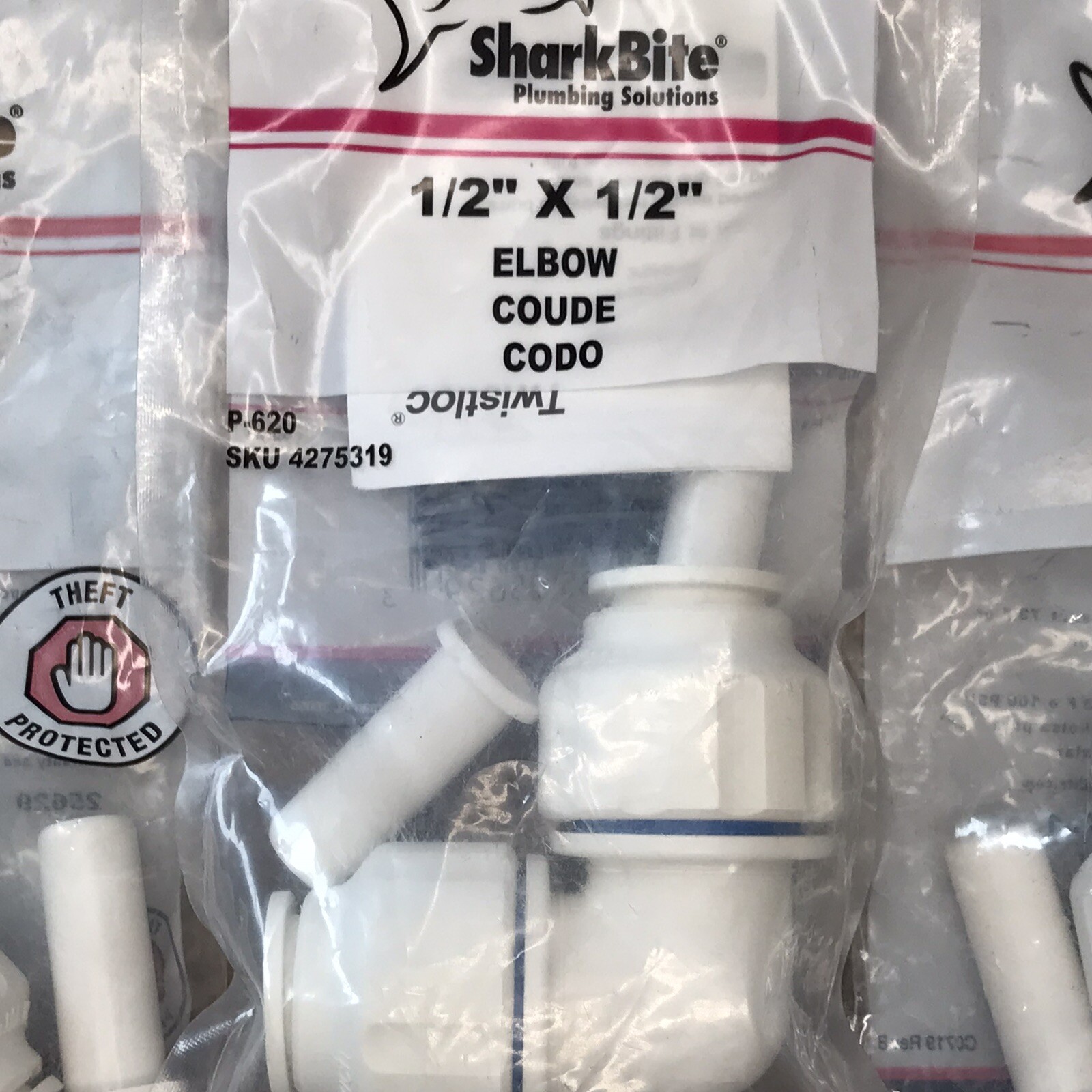 SharkBite 25629 200 PSI Push-to-Connect Union Elbow 1/2 x 1/2 Dia. in. *Lot Of 3