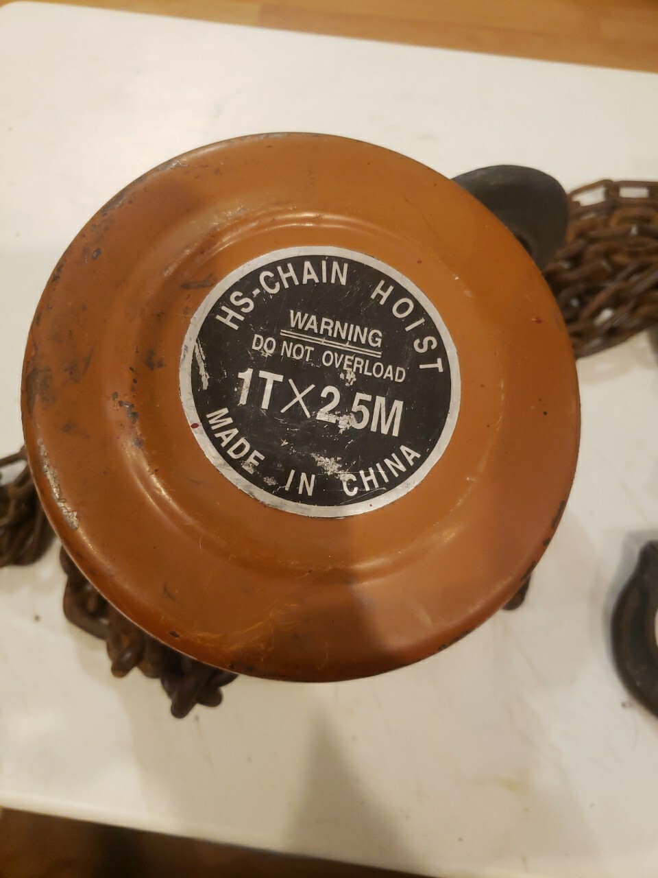 HS Type 1 Ton X2.5 M Chain Block Hoist. USED