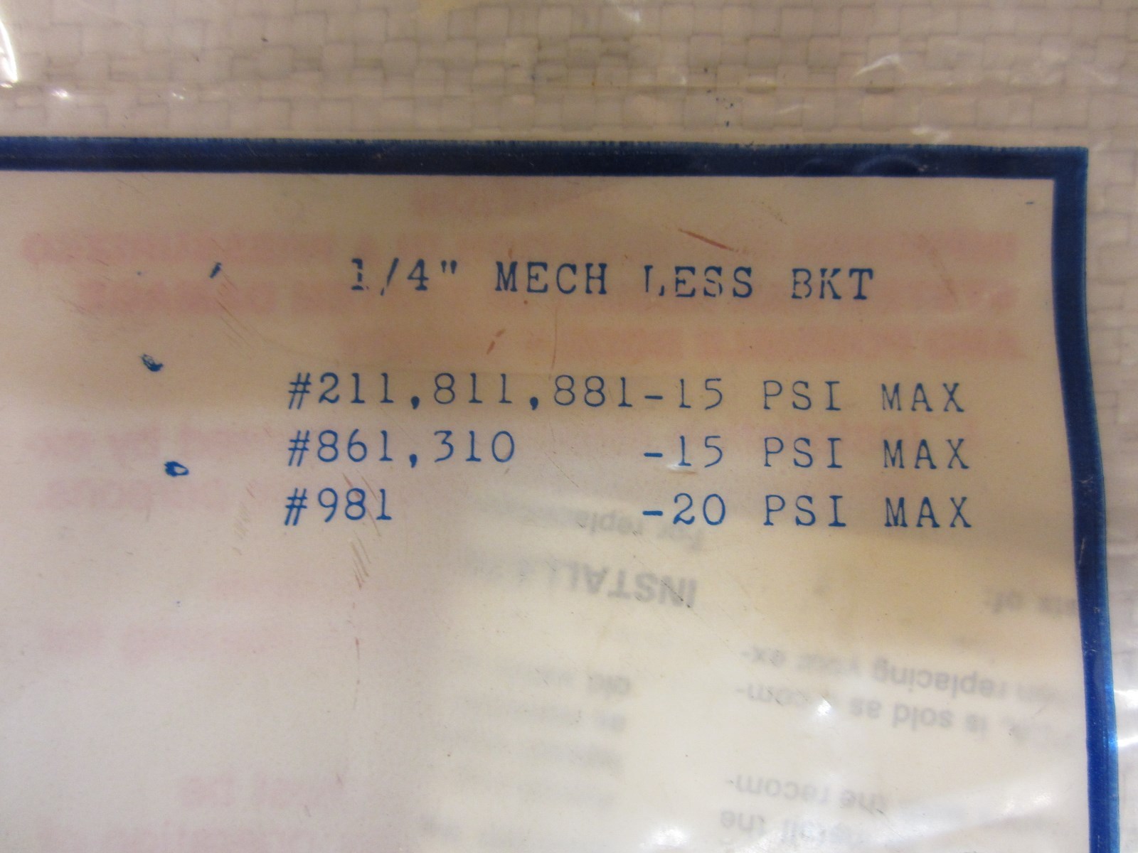 ARMSTRONG 1/4” MECH LESS BKT