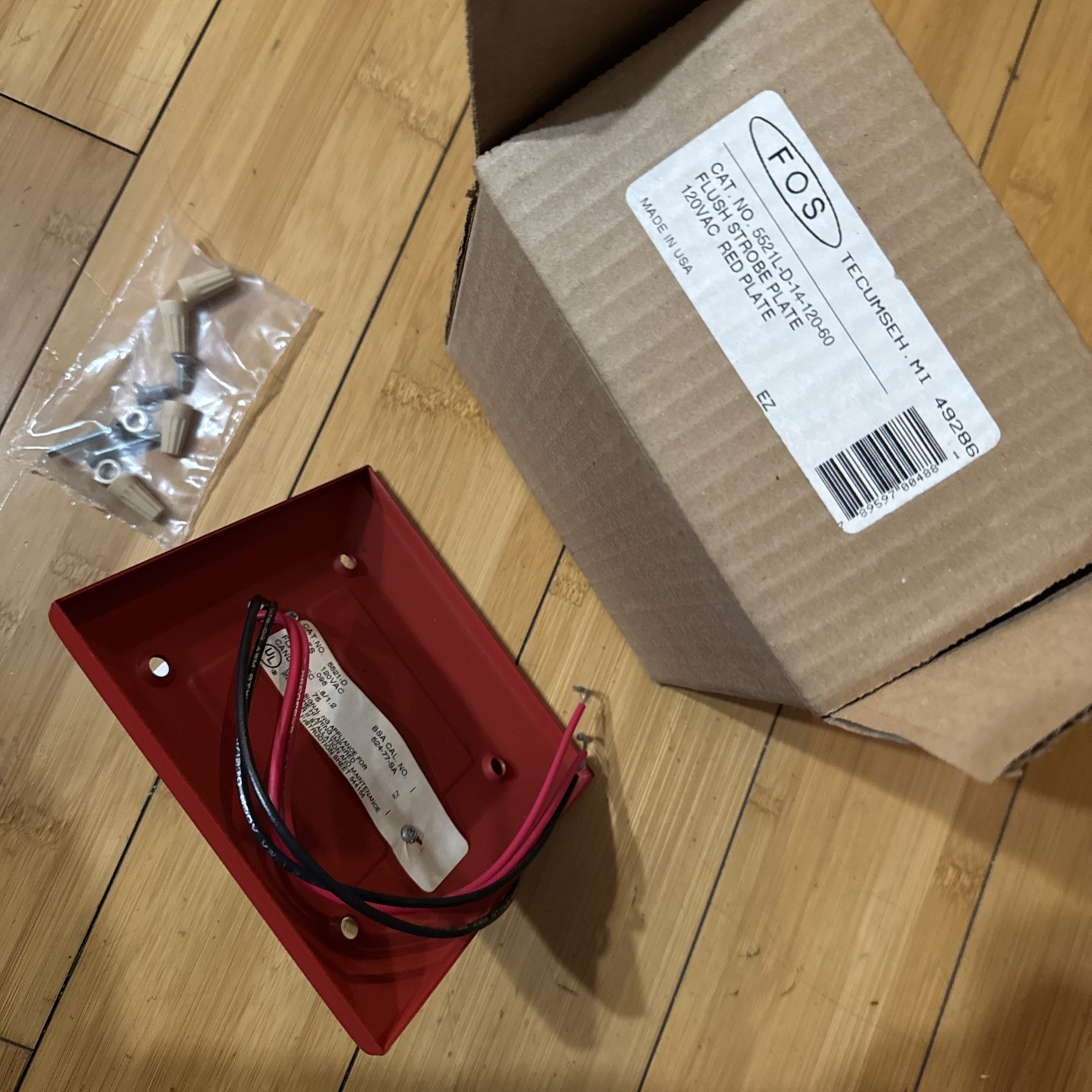 120VAC .096A FOS SIGNALING HORN STROBE FLUSH MOUNT Red Plate 5521D-D-14-120-60