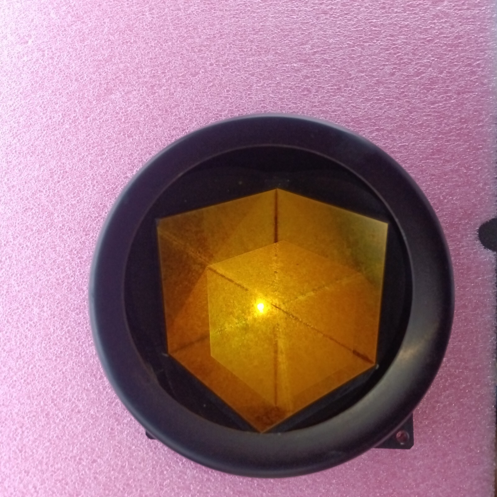 PLX brand gold coated 5″ Clear Aperture (CA) retroreflector 4 bolt mount ITAR