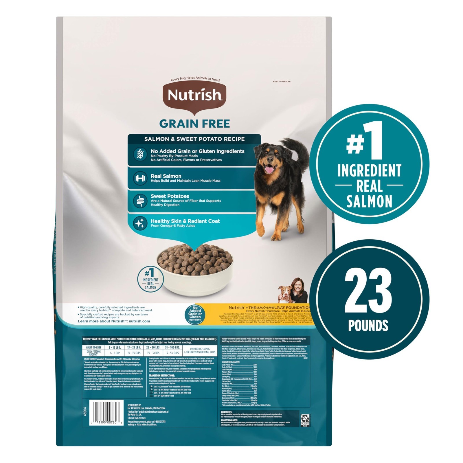 Nutrish Grain Free Dry Dog Food, Salmon & Sweet Potato Recipe, 23 lb. Bag