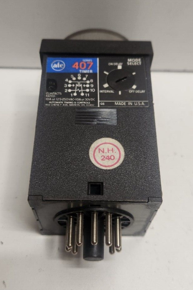 GUARANTEED! ATC 10A 24-240V 1-10 SEC/MIN/HR TIME DELAY RELAY 0407A-100-F3X