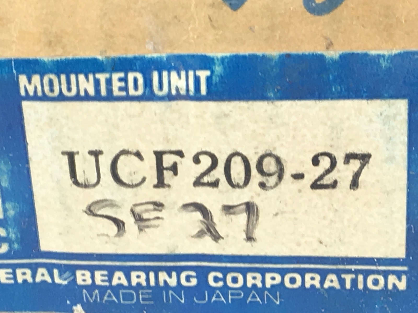GENERAL BEARING UCF209-27 4-BOLT SQ FLANGE MOUNTED BEARING (F98)