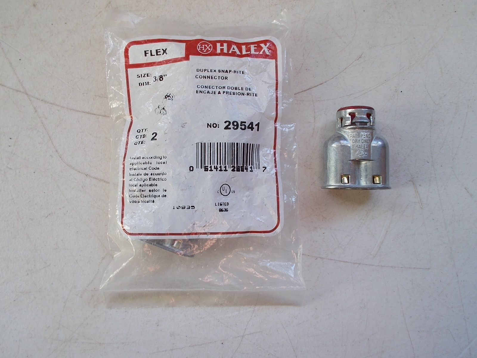 NEW Halex 29541 Lot of 2 Duplex Snap-Rite Connectors 3/8″ *FREE SHIPPING*
