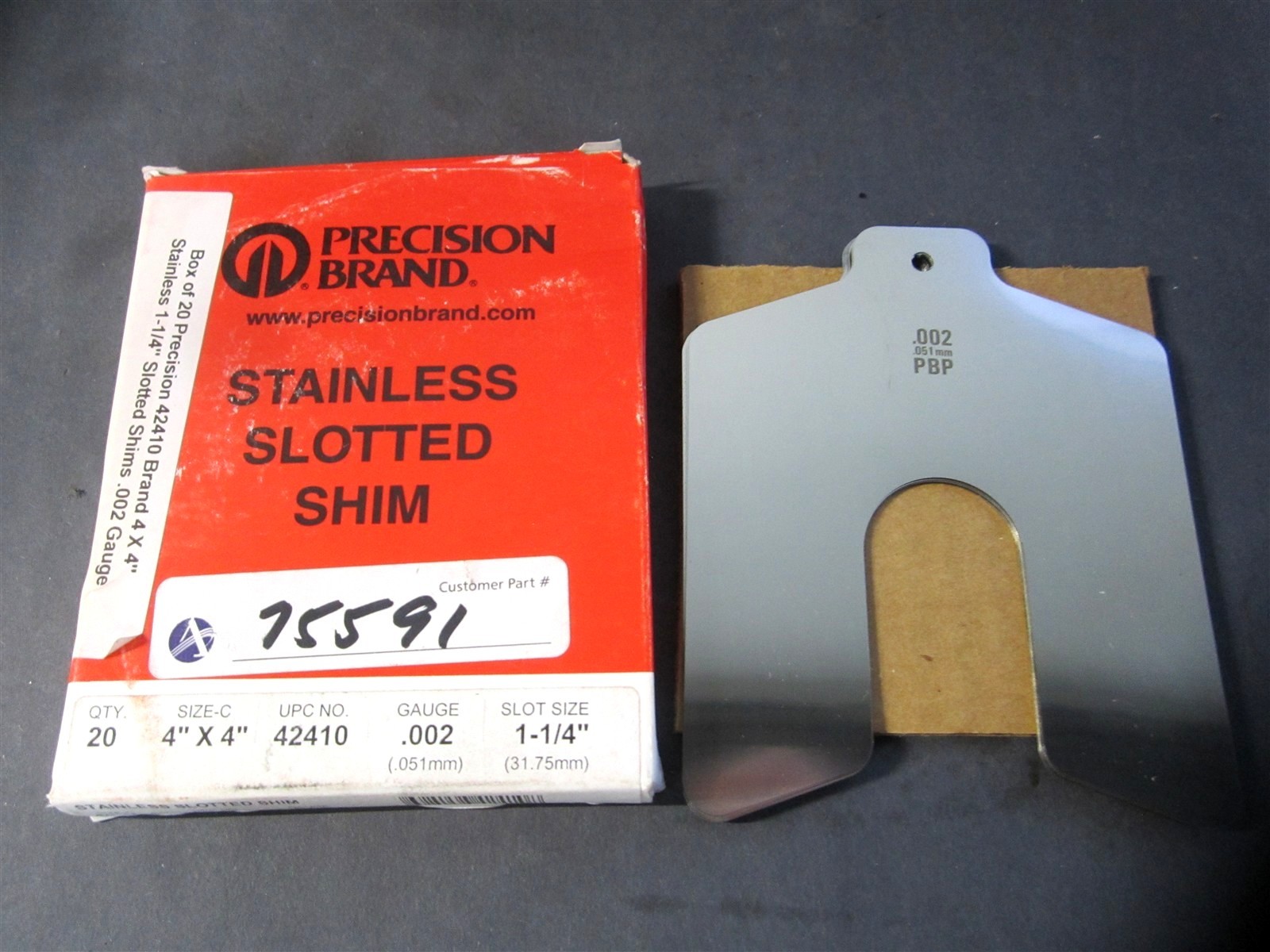 Precision Brand (424104) .002″ Gauge 4 x 1-1/4″ Stainless Slotted Shims – Qty 20