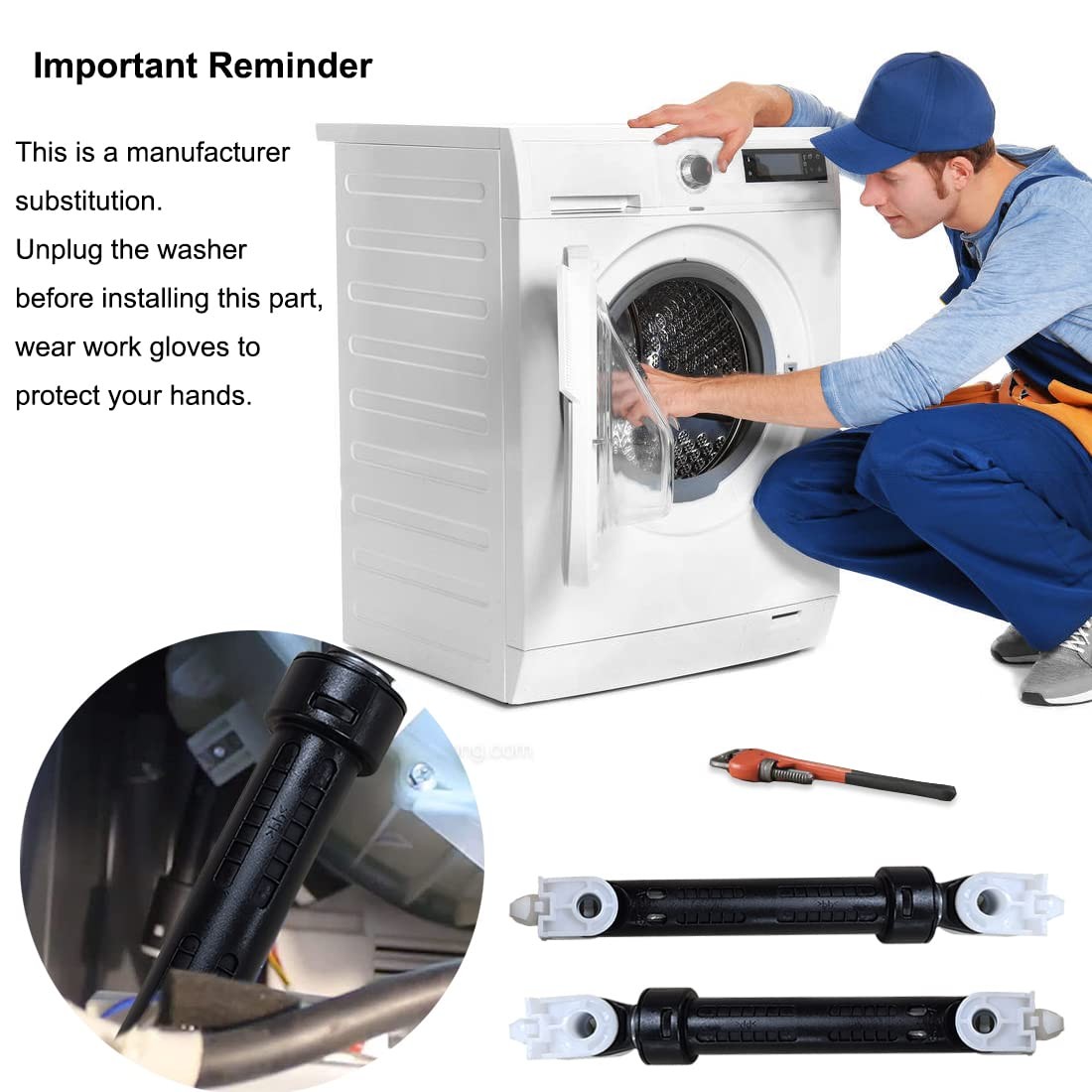 Washer Shock Absorber 4 Pack For Whirlpool Maytag Kenmore Kitchen Aid Dampener W