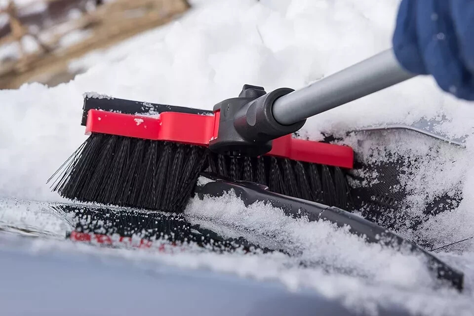 34″ to 52″ Premium Pivot Head Snow rake Brush Heavy duty broom rubber squeegee