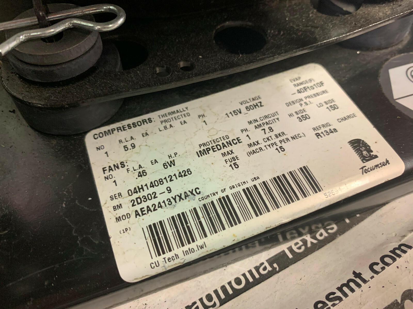 Tecumseh Condensing Unit Compressor Condenser – AE700-AR-939-A2 – AEA2413YXAXC