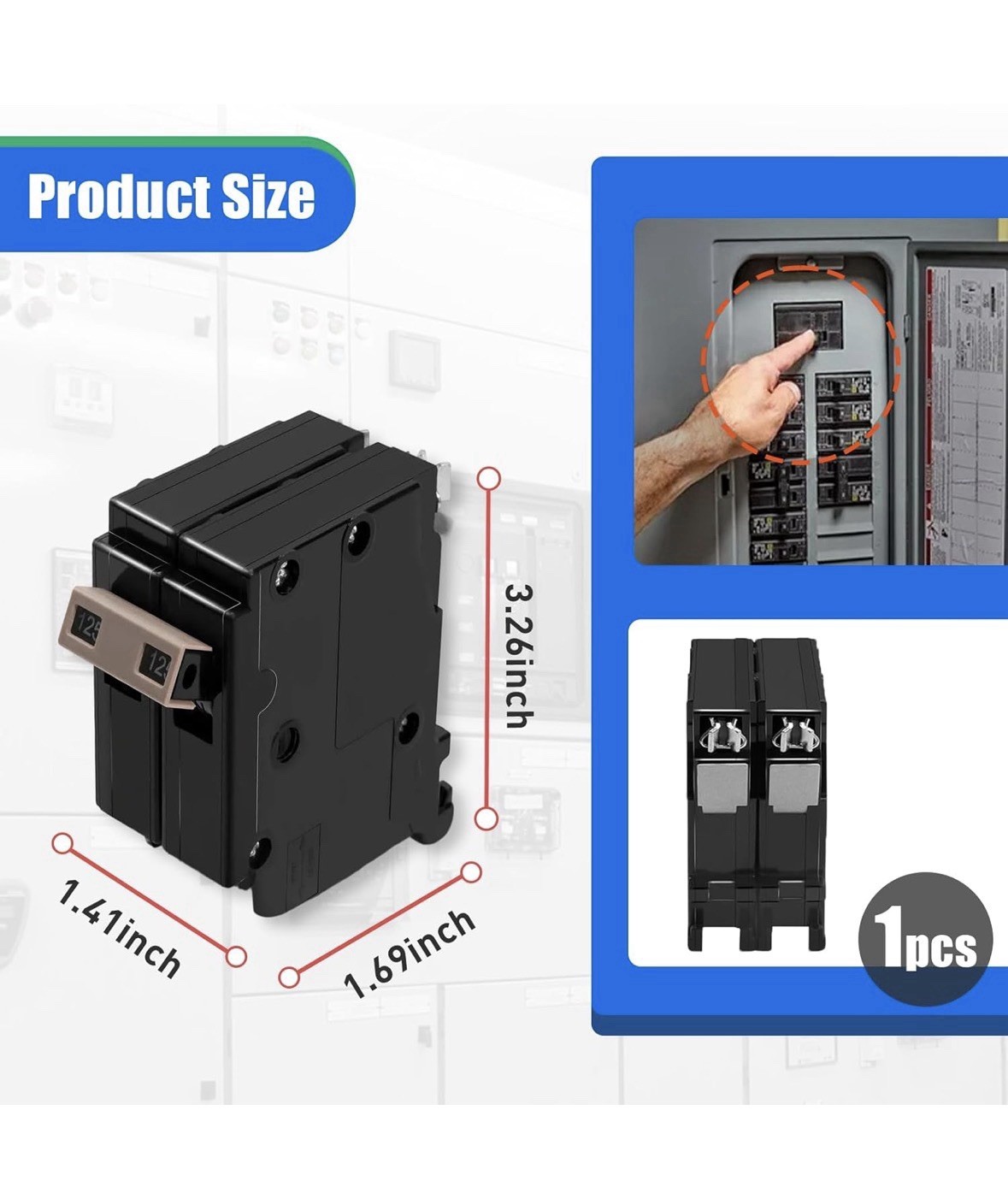 C2125 2-Pole 125-Amp Circuit Breaker, Type C3/4-In Plug-On Molded Case Circuit