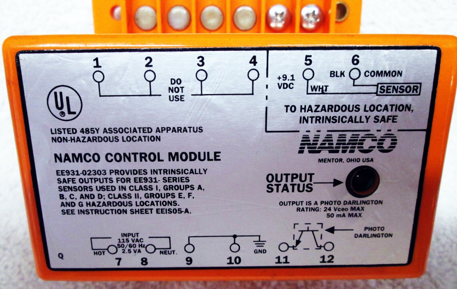 NAMCO CONTROL MODULE UNDER/OVER/ZERO SPEED EE931-02303 115Vac Sensor Out 24V50ma