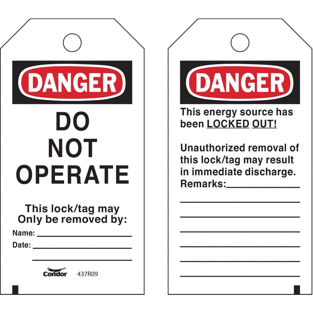 CONDOR CNDR-51511-6 Lockout Tag,Rectangle,5-3/4″ H,3″ W,PK25 437R09