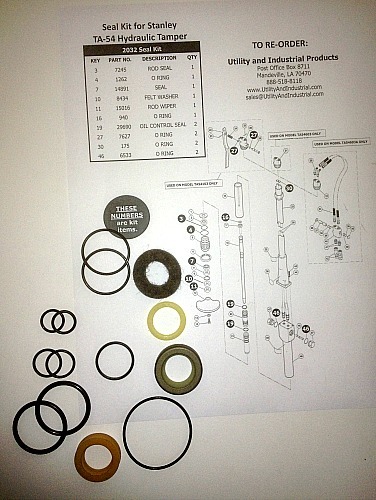 Seal Kit – Stanley TA-54 Hydraulic Tamper Seal Kit # 02032