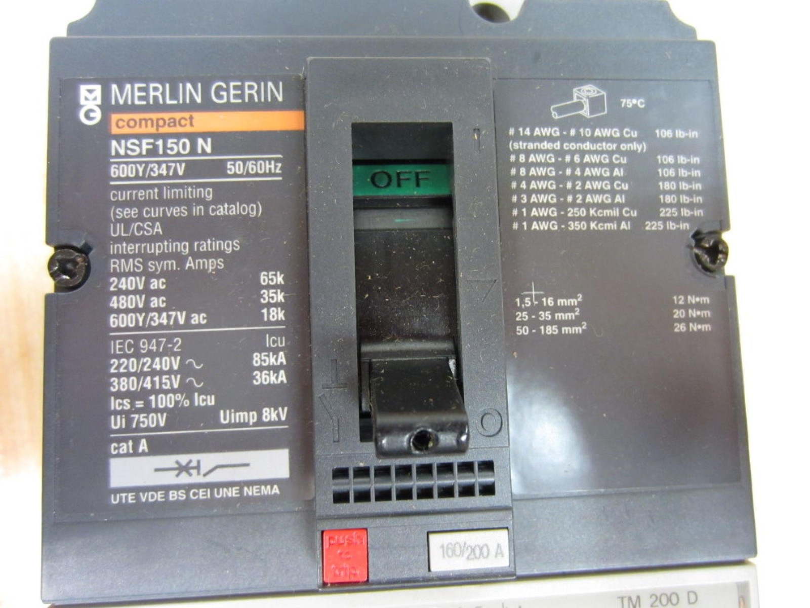 Merlin Gerin NSF150 N Circuit Breaker NSF150N
