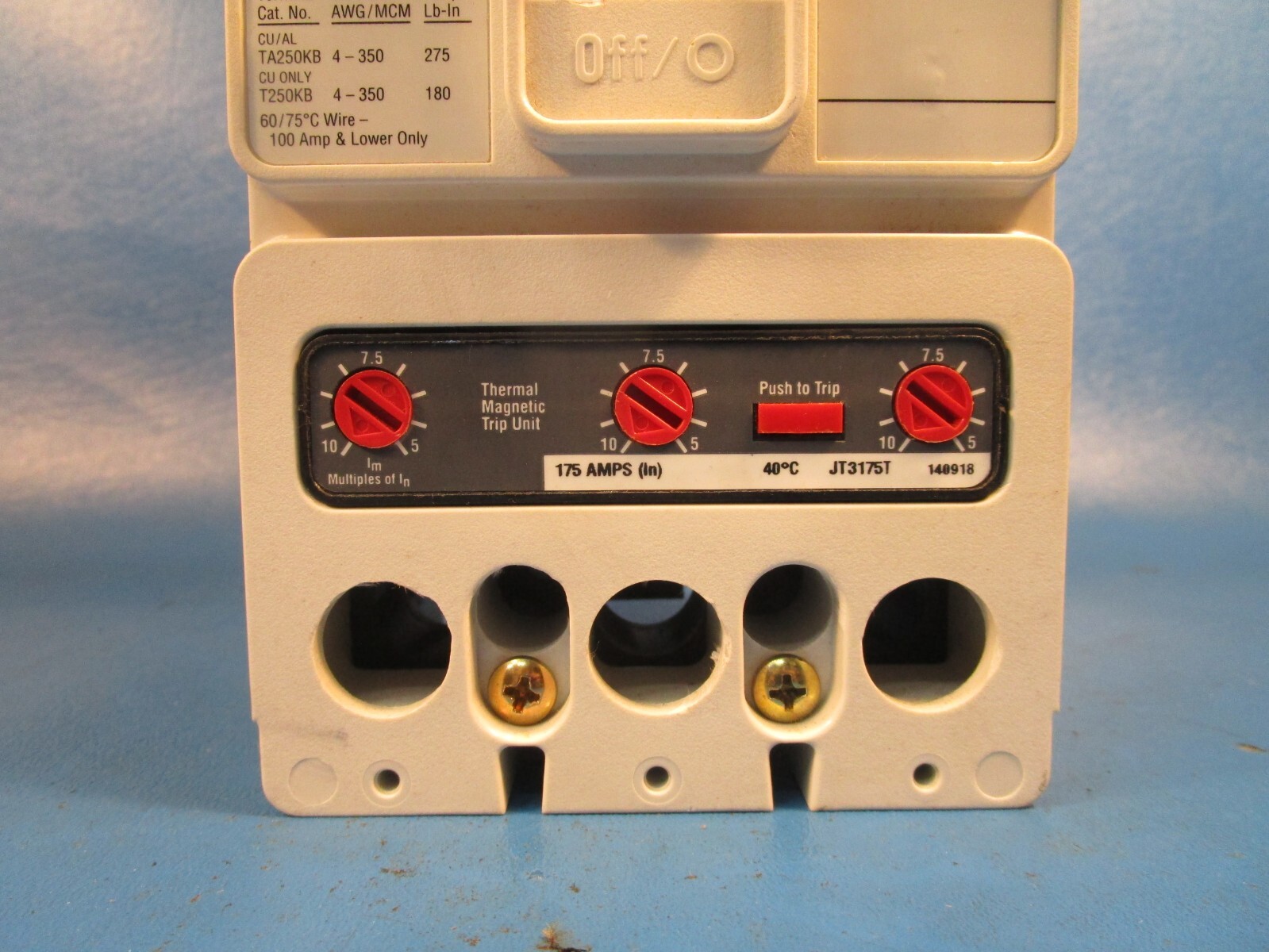 Eaton HJD3175W Molded Case Breakers (MCCBs) HJD 3P 175A 600V 50/60Hz 3Ph J Frame