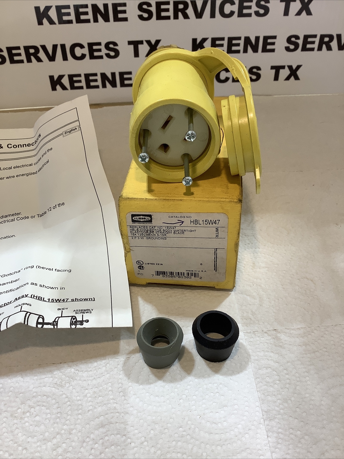 Hubbell Watertight Connector Elastogrip Straight Blade HBL15W47