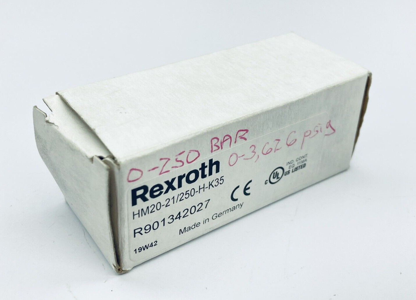 UNUSED REXROTH R901342027 PRESSURE TRANDSDUCER SENSOR 0-250BAR HM20-21/250-H-K35