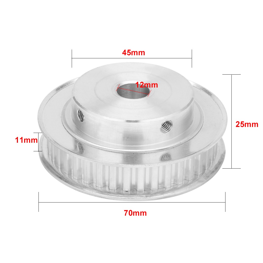 Aluminum 40 Teeth 12mm Bore 5.08mm Pitch Timing Belt Pulley for 10mm Belts