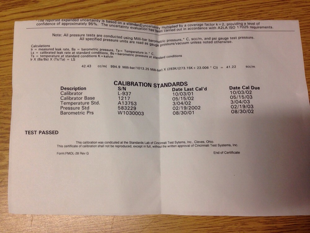 Cincinnati Test Systems 420-40.10scc/m-10.0psig-21, EX0I2746 SHIPSAMEDY #1645Q4