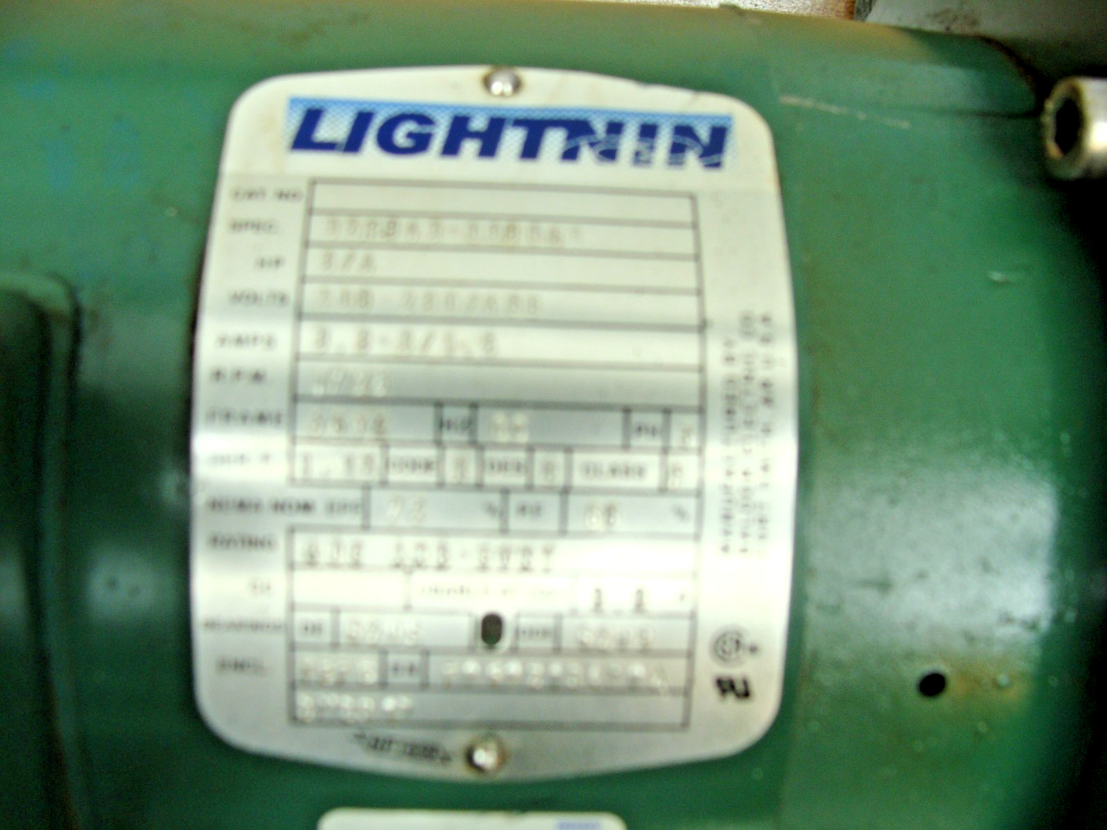 BALDOR X5P75 LIGHTNIN SPXFLOW MOTOR 3/4 HP 208-230/460 1725 RPM