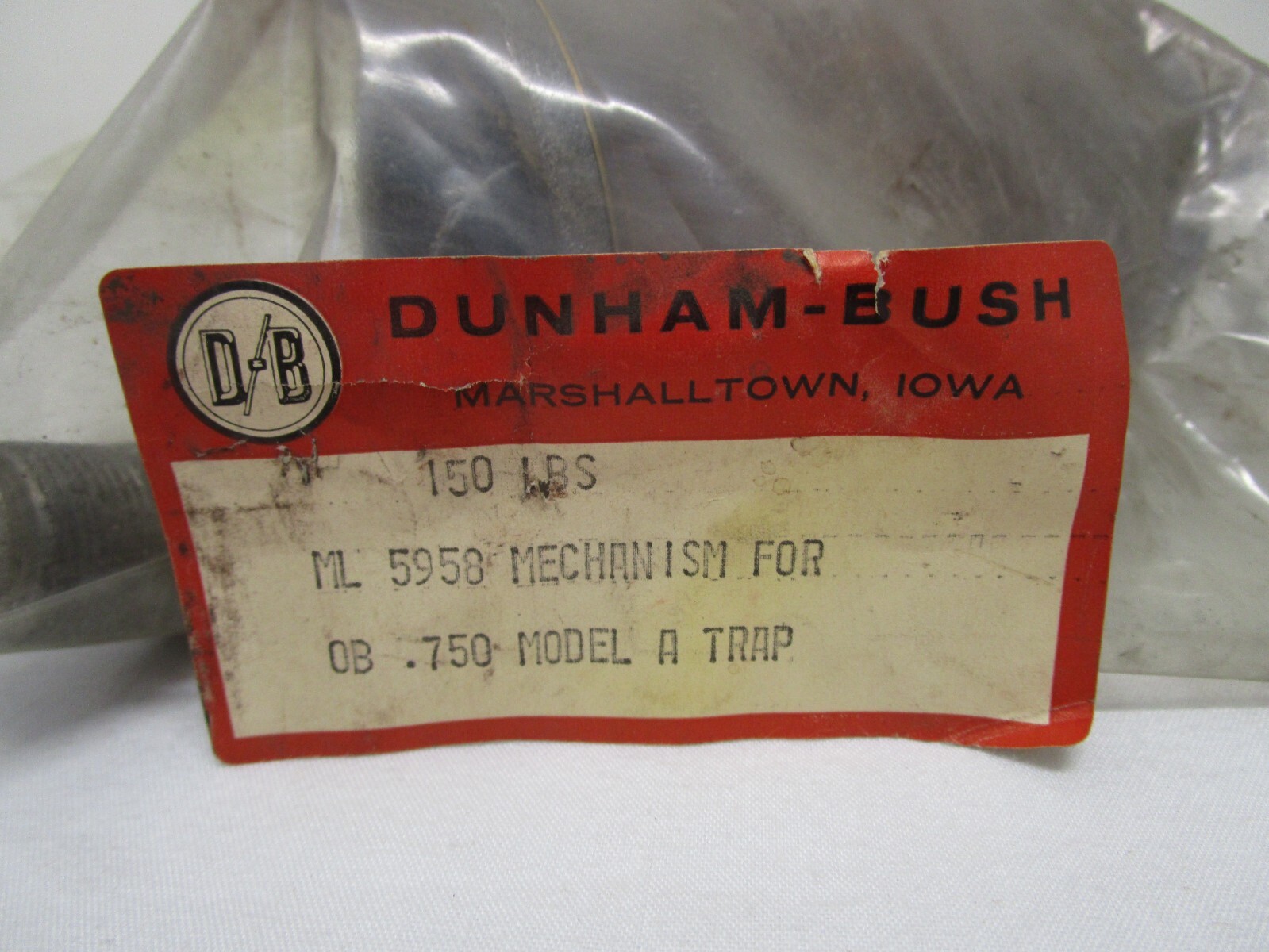 NEW DUNHAM-BUSH ML5958 MECHANISM FOR OB .750 MODEL A TRAP SEALED BAG