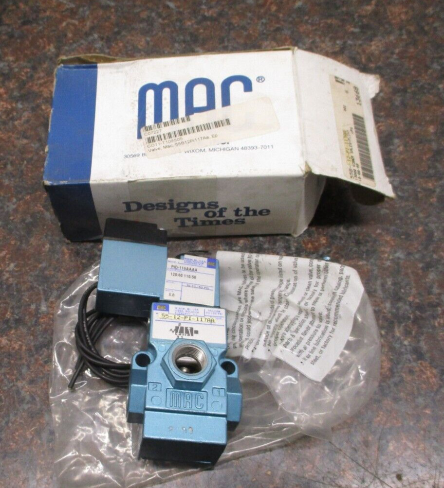 NEW MAC 55B-12-PI-117AA DIRECTIONAL SOLENOID VALVE UNIT W/ PID-116AAAA