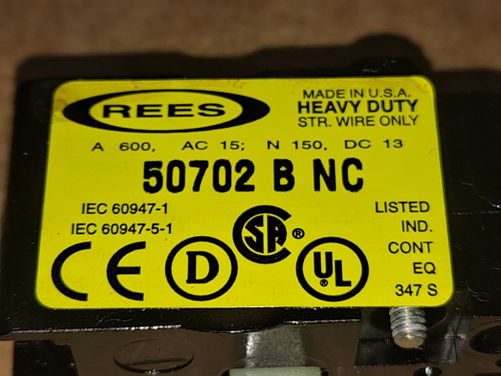 REES 50702 B NC Push Button Switch Contact Block 1NC Fast Shipping