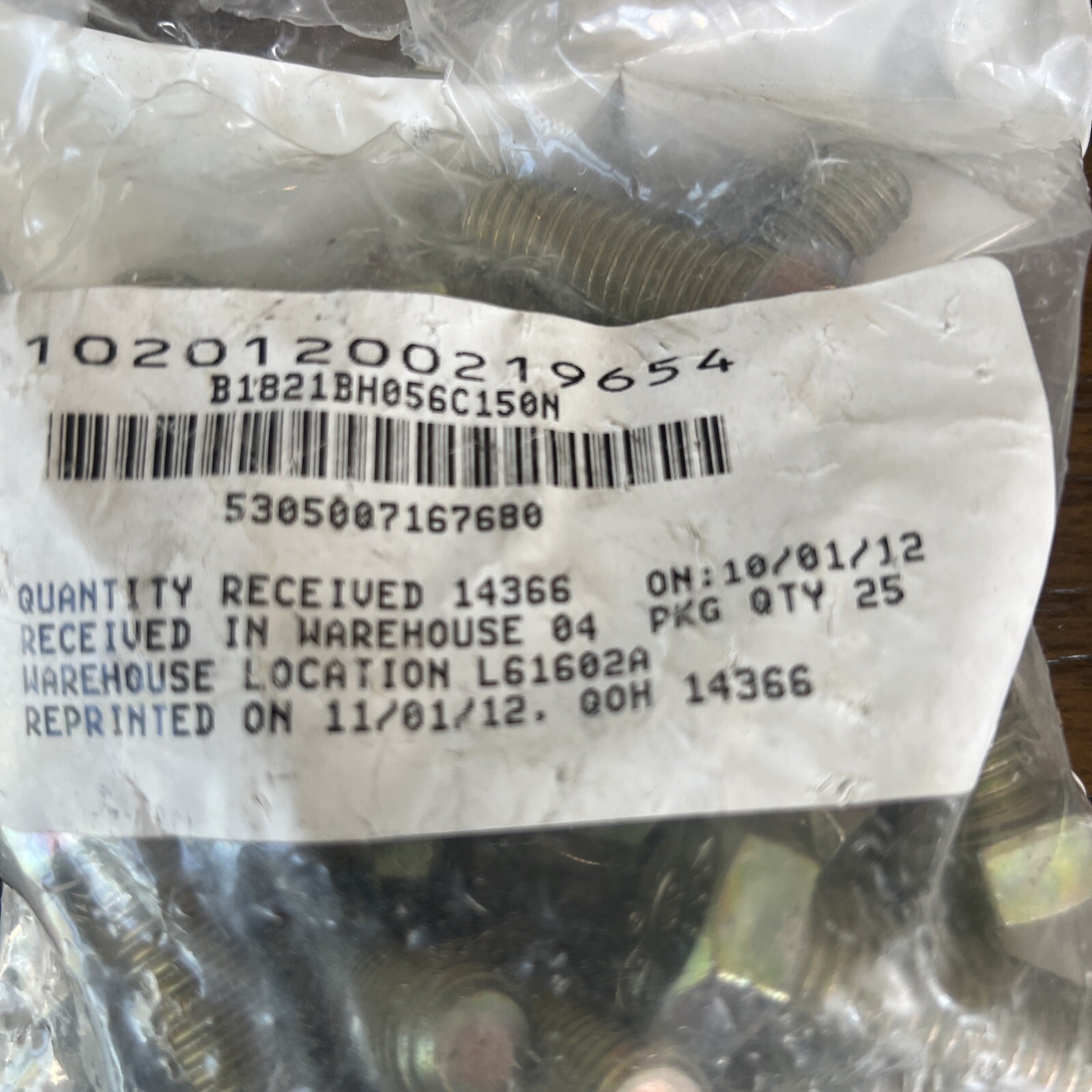 25 Pack SCREW HEX HEAD 9/16-12 X 1.50 B1821BH056C150N
