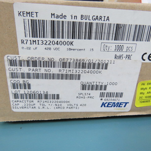 ARCOTRONICS (KEMET) R71MI32204000K Qty of 200 per Lot 0.22 �F Film Capacitor 22