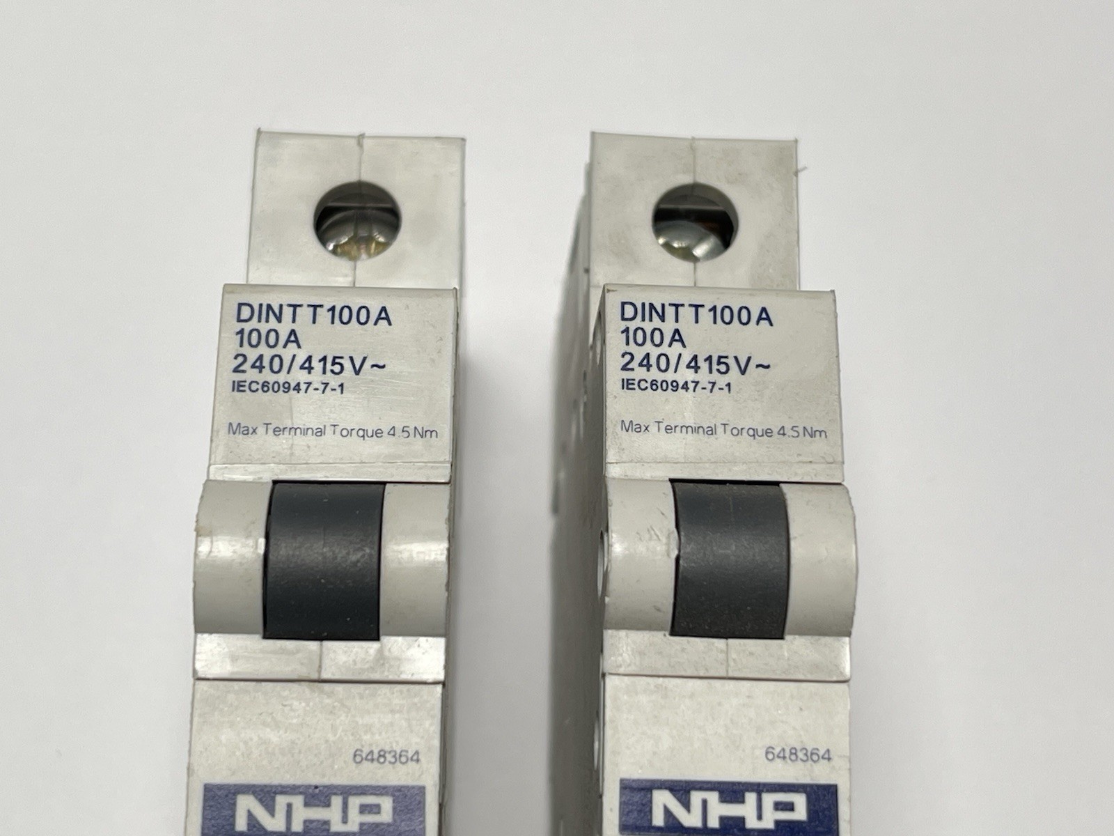 2 x NHP DINTT100A DIN-T Accessory Through Terminal 100A 1 Pole 240/415V AC