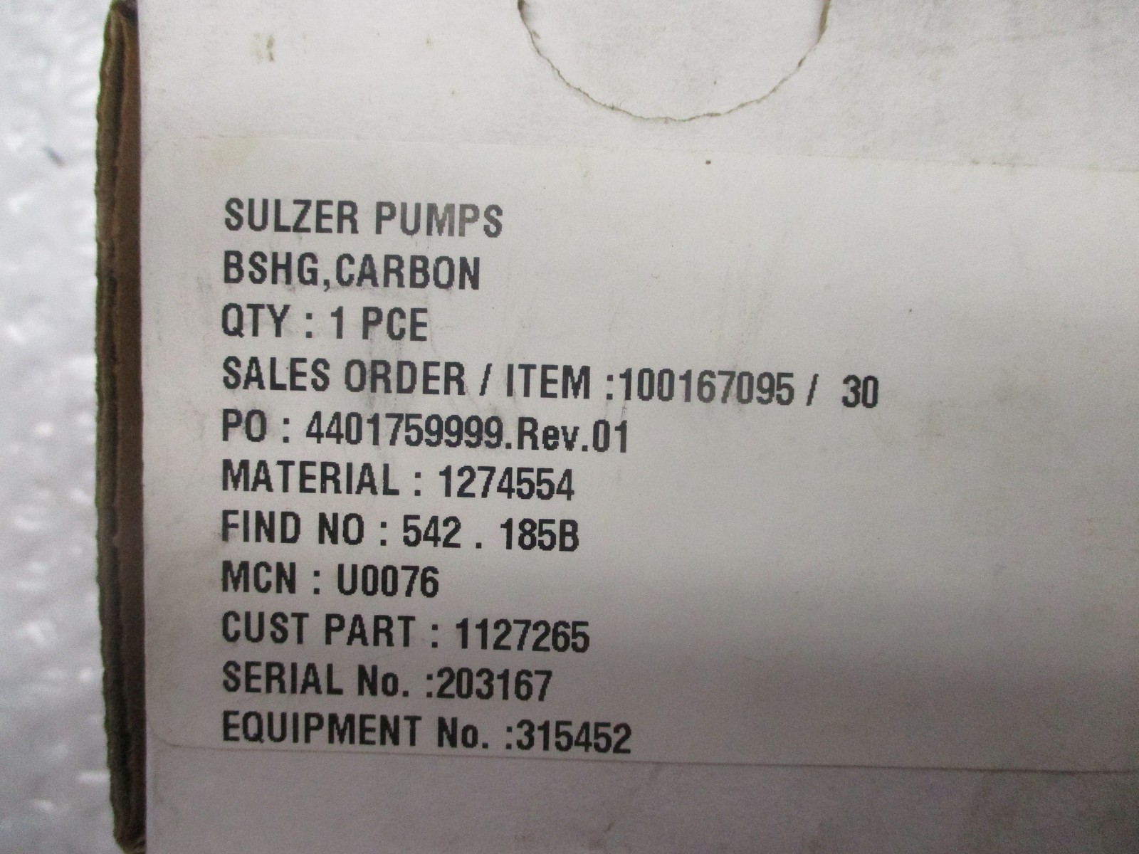 SULZER PUMPS 1274554 1127265 BUSHING NSMP