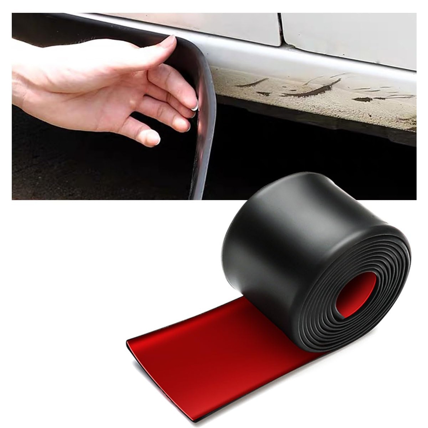 muekzru 8.2ft*3.15in Side Skirts for Cars Universal,Universal Rubber Anti-Scr…