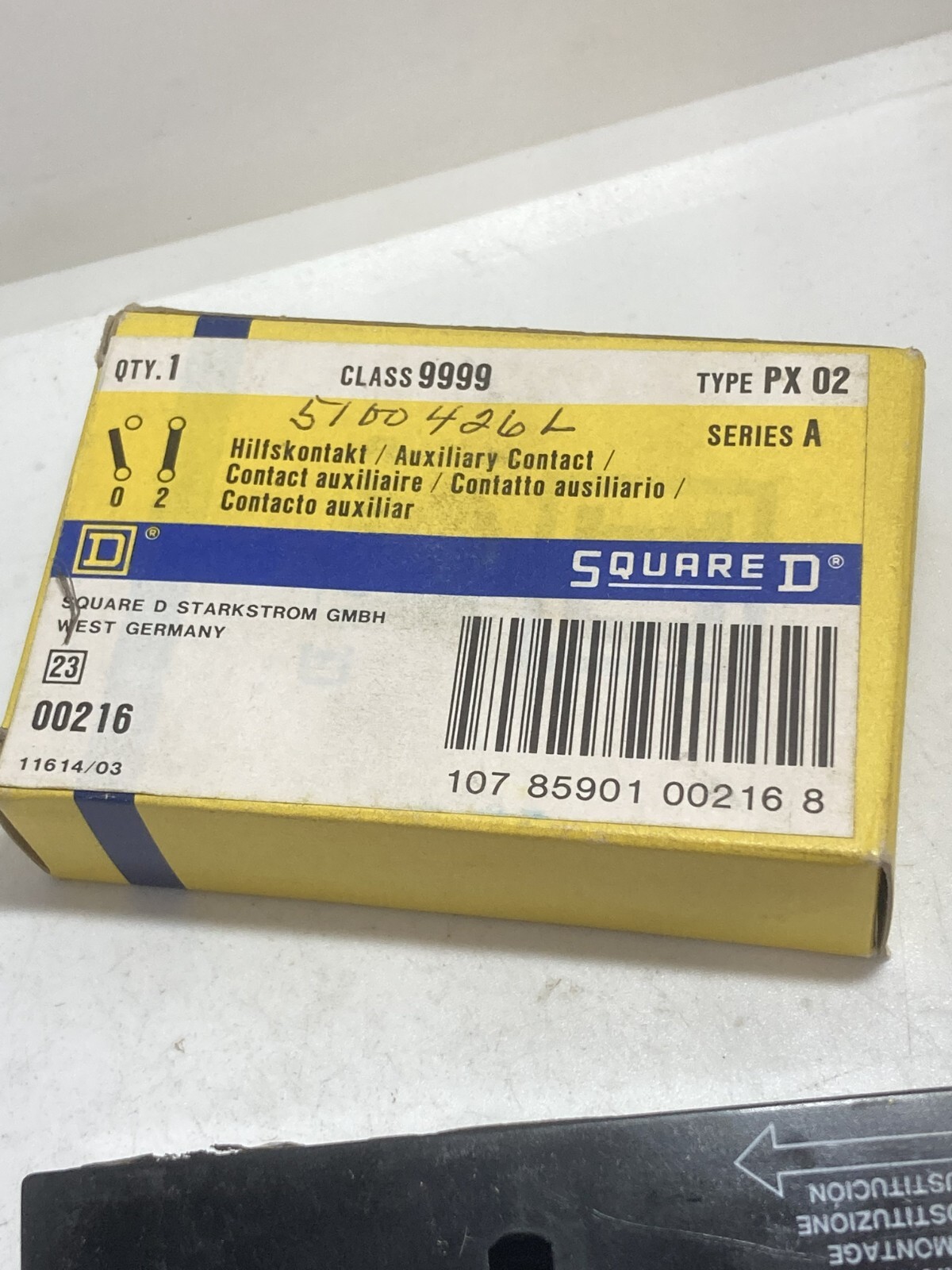 SQUARE D 9999PX02 AUXILIRY CONTACT 2NC SERIES A NIB