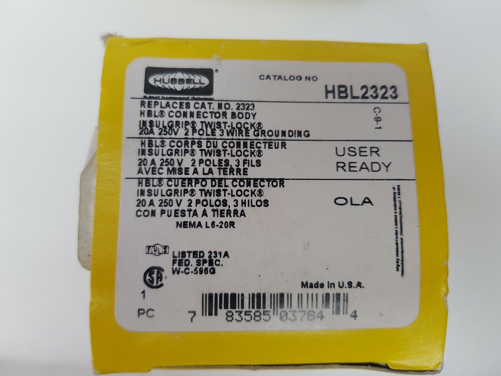 2pcs Hubbell 2P 3W 30A Twist-Lock HBL2323