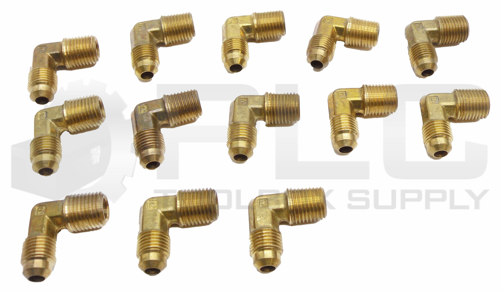 LOT OF 13 NEW PARKER 9/16″ OD MALE X 1/2″ OD MALE FLARE 90° ELBOW FITTINGS BRASS