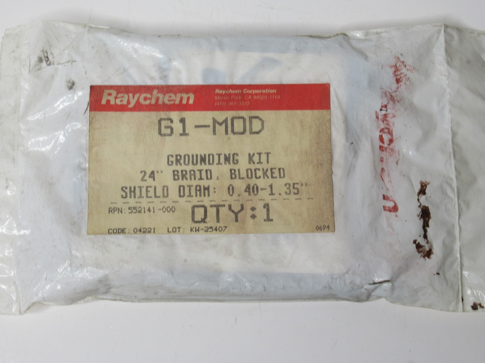 (NEW) RAYCHEM G1-MOD G1MOD 24″ Braid Blocked 0.40-1.35″ Grounding Kit