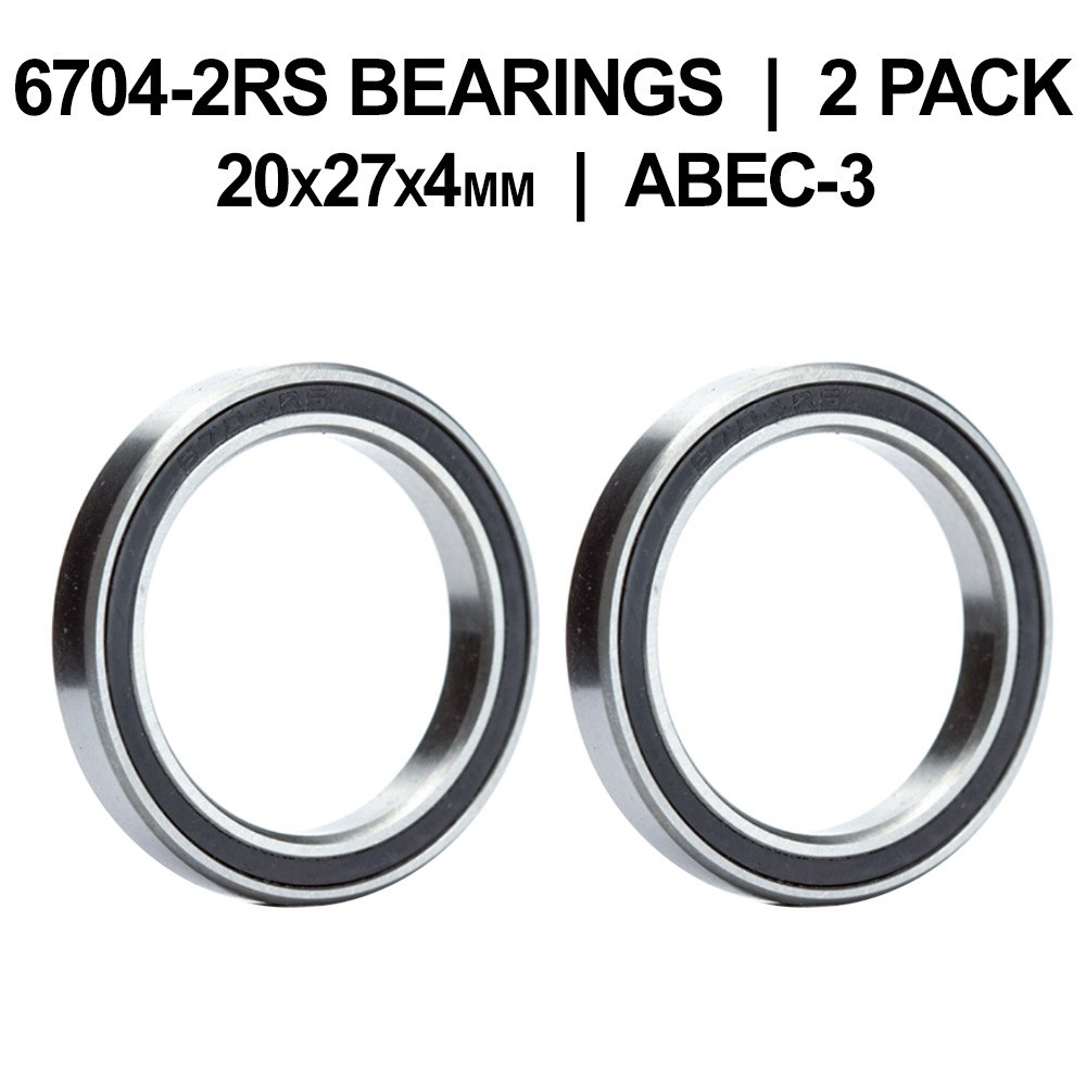 6704-2RS Sealed Ball Bearings (20x27x4mm) – 2 pack – Chrome Steel – ABEC-3