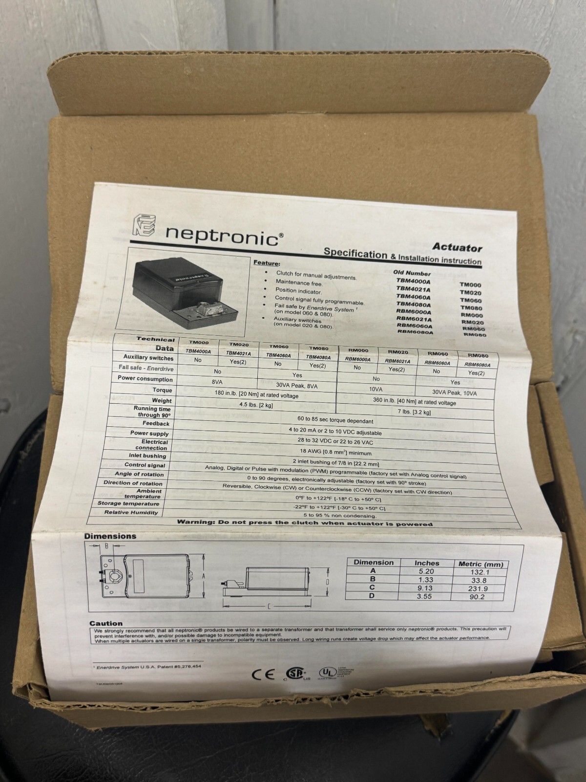 nerpronic Actuator RM060 RBM6060A 00-603918