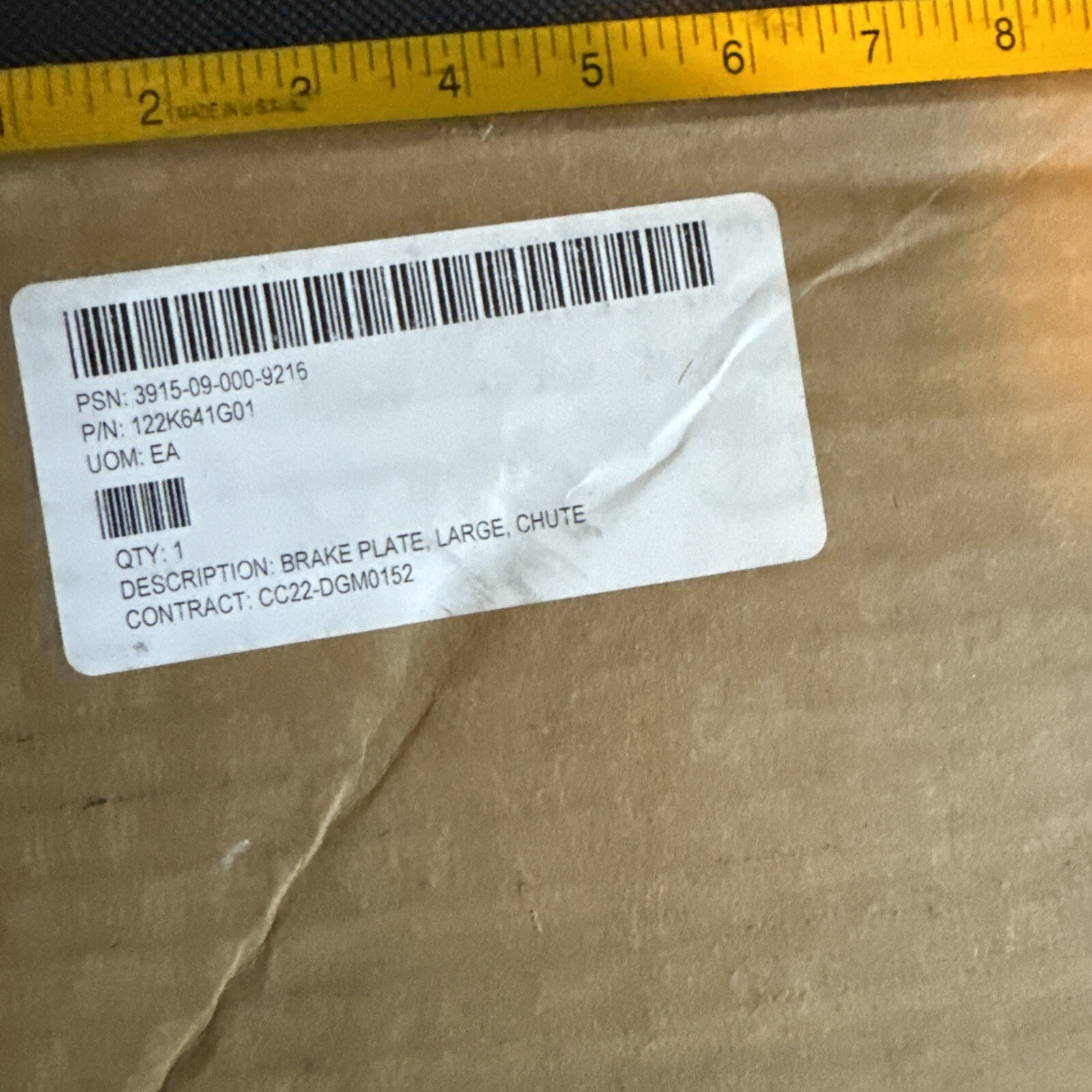 122k641g01 3915 09-000-9216 Brake Plate Large Chute Cc22 Dgm0152