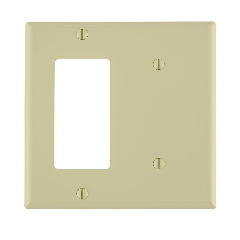 Leviton 2-Gang Wallplate 1-Blank 1-Decora/GFCI Combination, Standard Size